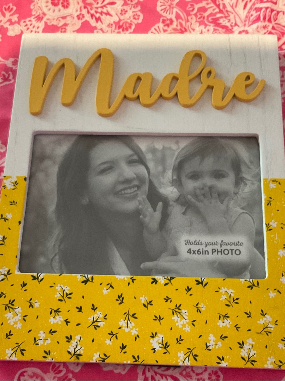 Madre Floral 4x6 Photo Frame - Yellow & White